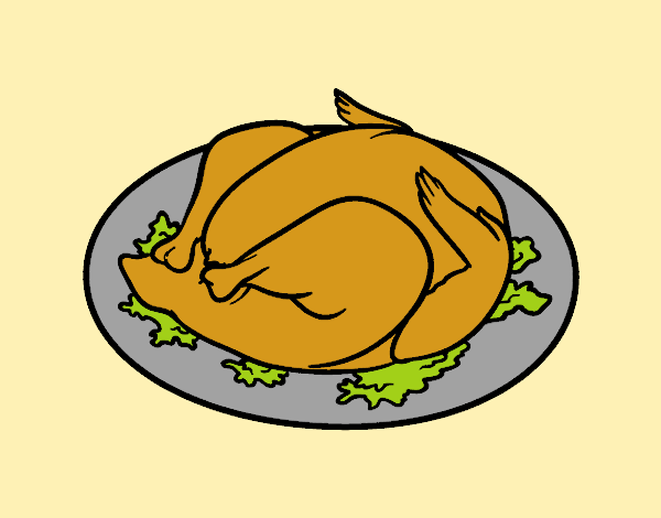 Coloring page Roasted chicken painted byAnia