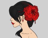 Coloring page Flower wedding hairstyle painted bybianca