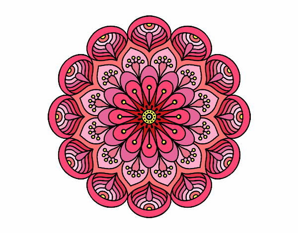 Coloring page Mandala flower and sheets painted byPasserby42