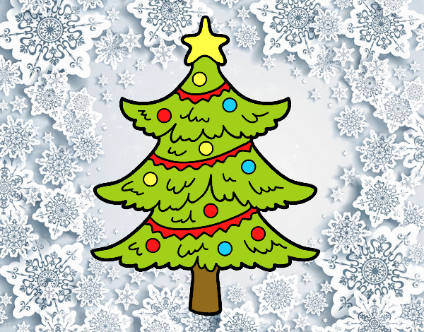 Coloring page Decorated Christmas tree painted bycolorido