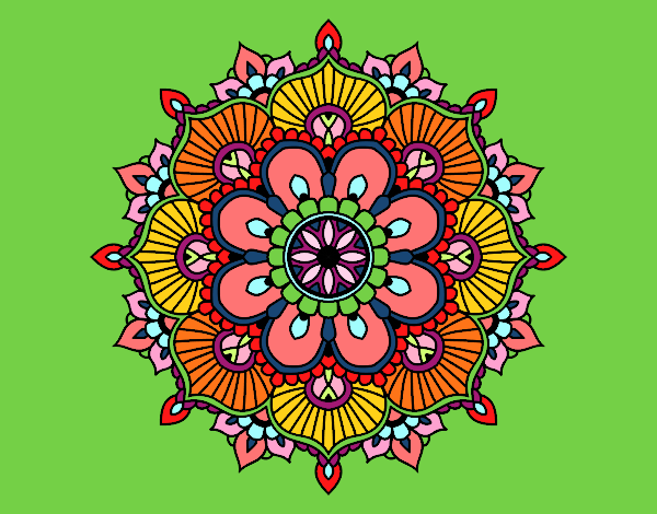 Coloring page Mandala floral flash painted bymalmaid