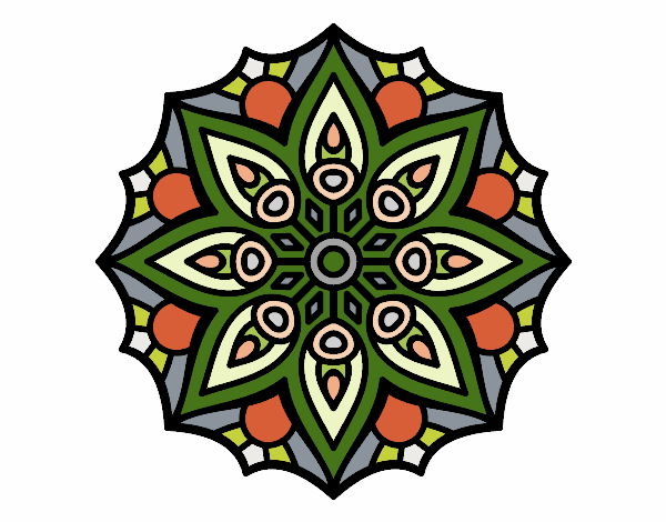 Coloring page Mandala simple symmetry  painted bybianca