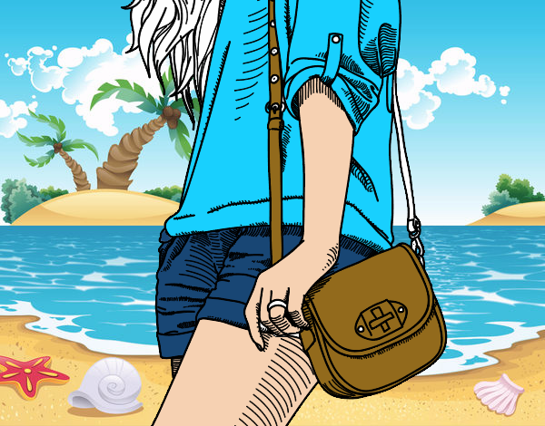 Coloring page Girl with handbag painted byAlexi