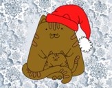 Coloring page Christmas kittens painted byAlexi