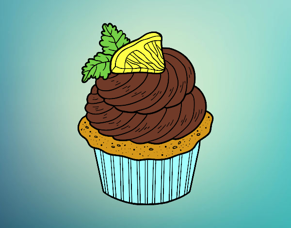 Coloring page Lemon cupcake painted byAlexi