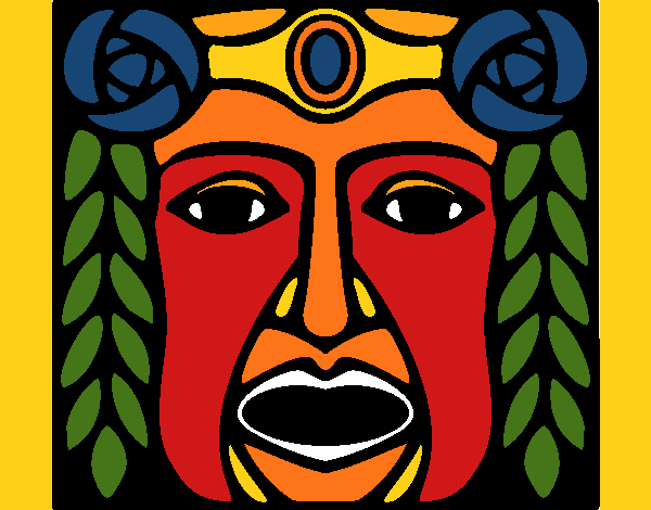 Coloring page Maya  Mask painted bygobishop