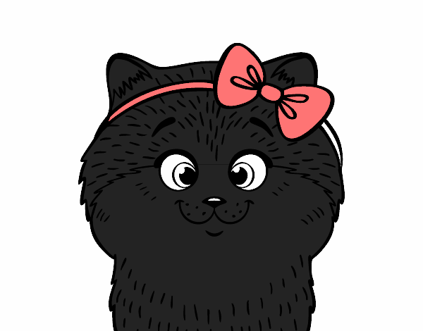 Coloring page A cat with ribbon painted byDANO   