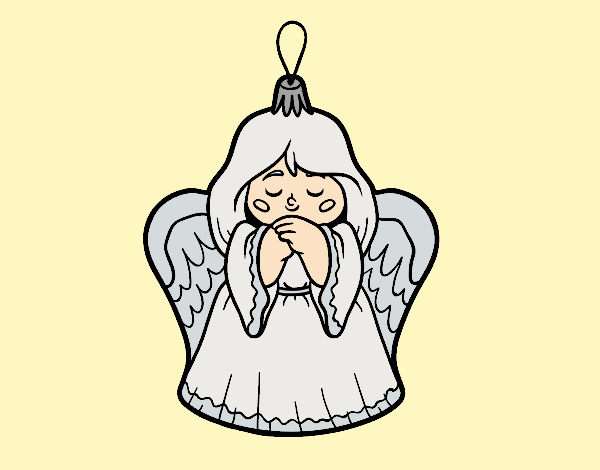 Coloring page Christmas decoration Little angel painted byAnia