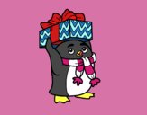 Coloring page Penguin with Christmas gift painted byZsuzsanna 