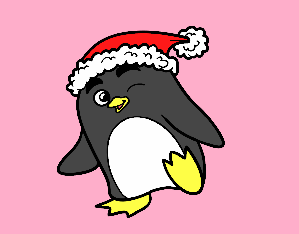 Coloring page Penguin with Christmas hat painted byZsuzsanna 