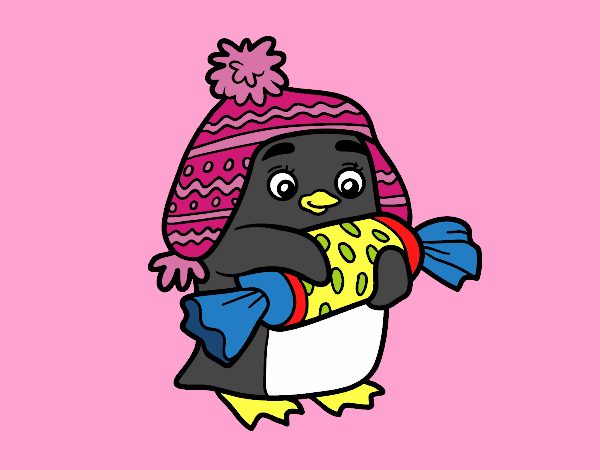 Coloring page Penguin with sweet painted byZsuzsanna 