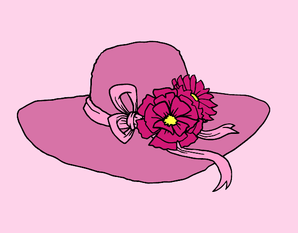 Coloring page Hat with flowers painted byAnia