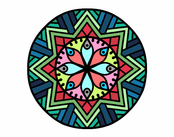 Coloring page Mandala bamboo flower painted byPatricia 