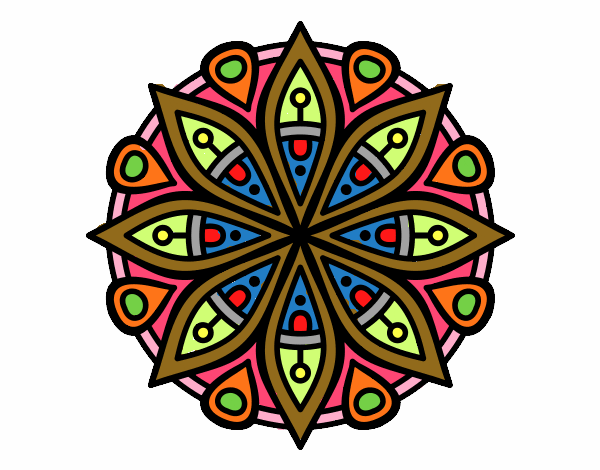 Coloring page Mandala for the concentration painted byNatalija