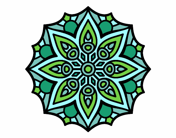 Coloring page Mandala simple symmetry  painted byMegg