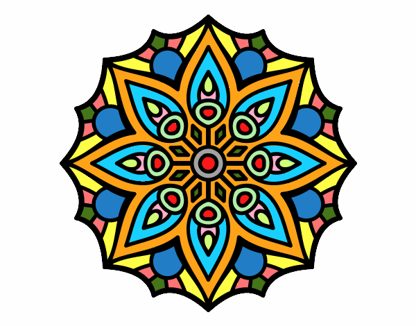 Coloring page Mandala simple symmetry  painted byNatalija