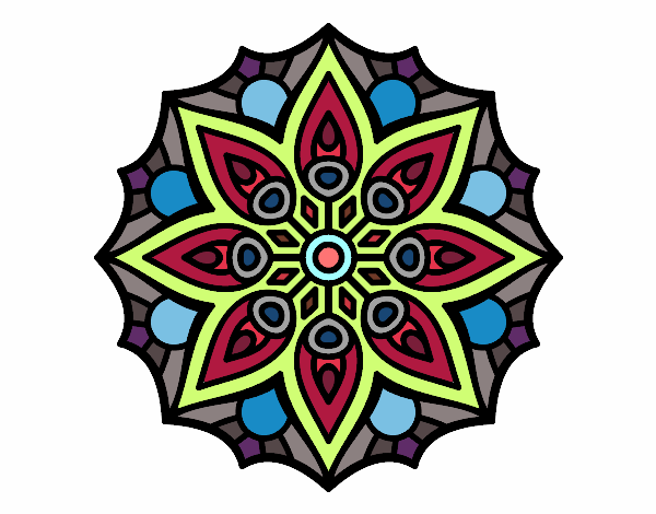 Coloring page Mandala simple symmetry  painted byPatricia 