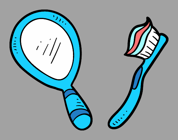  Mirror and toothbrush