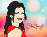 Coloring page Selena Gomez with curly hair painted byAnia