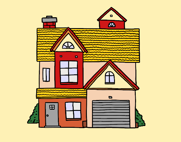 Coloring page American family house painted byLoLamb