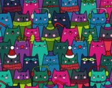 Coloring page Christmas cats painted bynatnat 