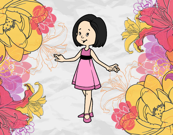 Coloring page Girl with summer dress painted byAnia