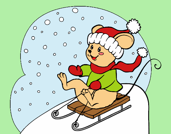 Coloring page Little rat in bobsleigh painted bybarbie_kil