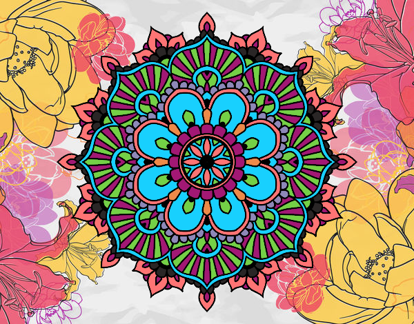 Coloring page Mandala floral flash painted byMaddi10