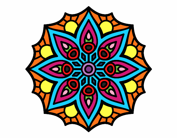 Coloring page Mandala simple symmetry  painted byeaster