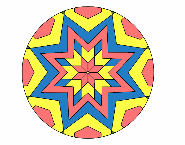 Coloring page Mandala star mosaic painted byMaddi10