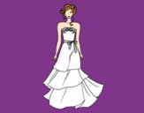 Coloring page Strapless wedding dress painted byAnia