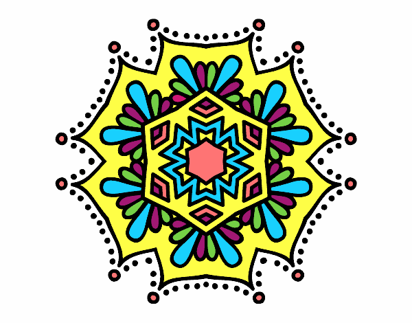 Coloring page Symmetrical flower mandala painted byMaddi10