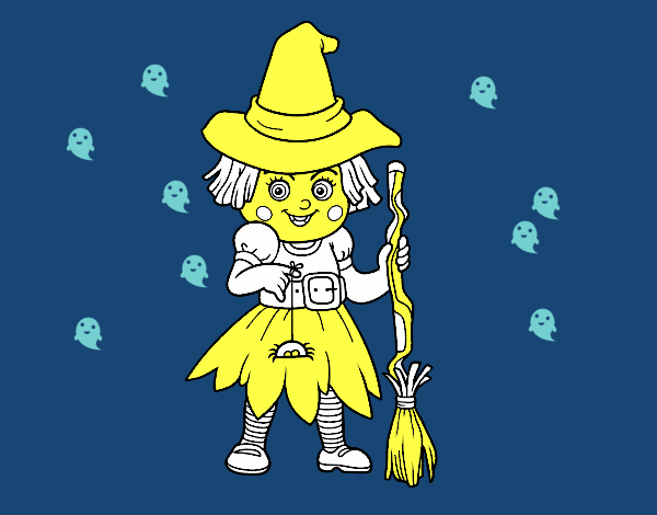 Coloring page A little witch painted bySai_2012