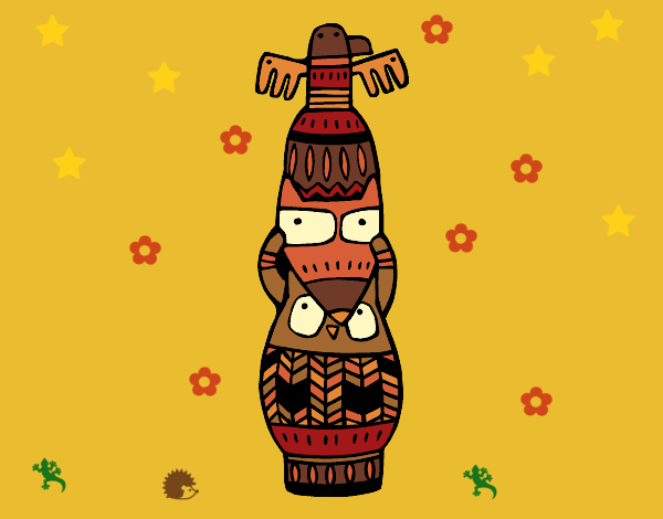Coloring page A totem painted byLeigh