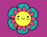 Coloring page Childish flower painted byMarylou