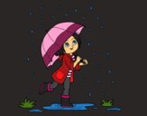 Girl with umbrella in the rain