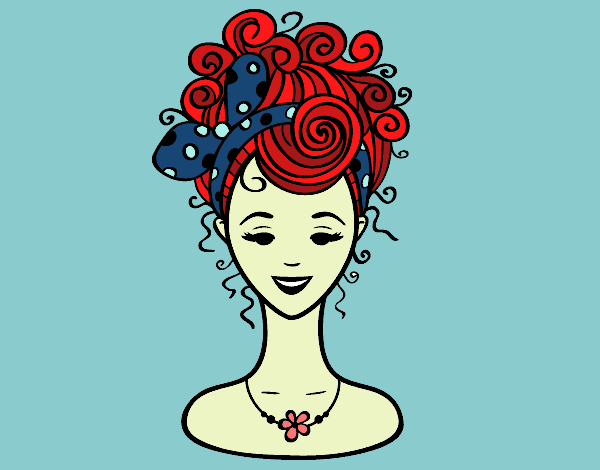 Coloring page Hairstyle with loop painted byLeigh