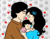 Coloring page Hug family painted byAnia