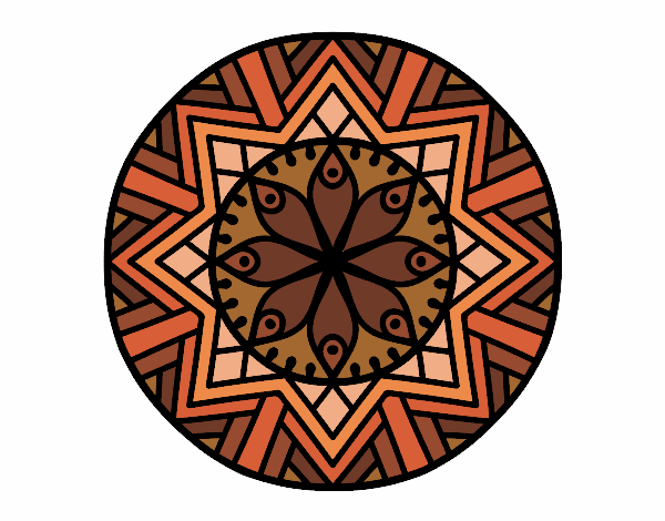 Coloring page Mandala bamboo flower painted byLeigh