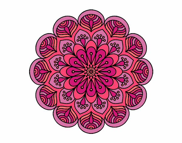 Coloring page Mandala flower and sheets painted byLeigh