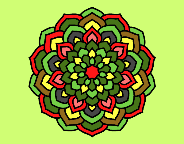 Coloring page Mandala flower petals painted byKathi