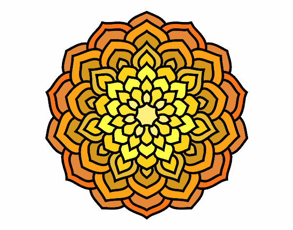Coloring page Mandala flower petals painted byLeigh