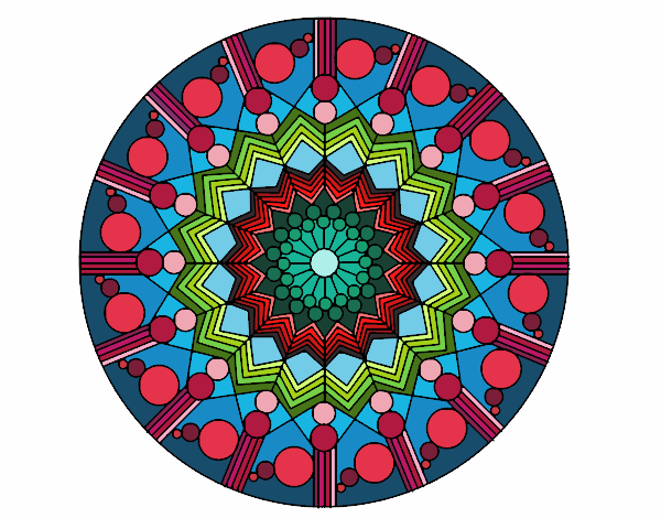 Coloring page Mandala flower with circles painted byLeigh