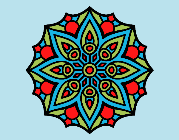 Coloring page Mandala simple symmetry  painted byKathy