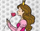 Coloring page Princess and rose painted byLeigh