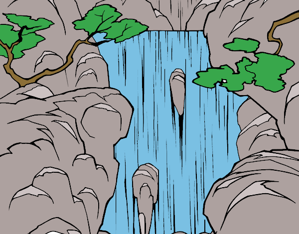 Coloring page Waterfall painted byLeigh