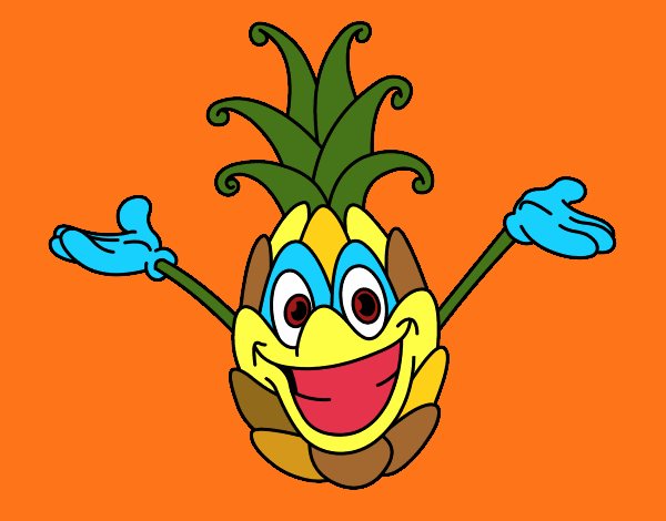Coloring page Cheerful pineapple painted bymindella