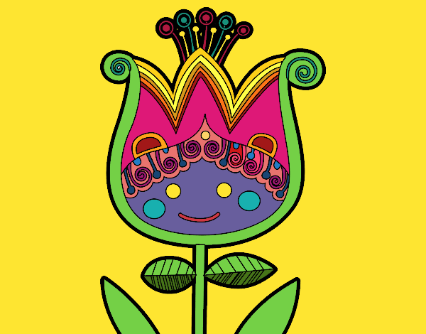 Coloring page Childish tulip painted bymindella