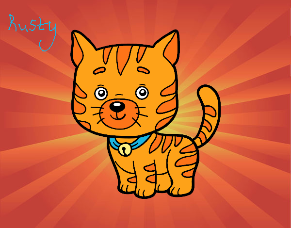 Coloring page A domestic cat painted byKitty