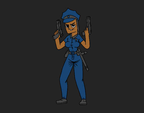 Coloring page  A Policewoman painted bylilnae33